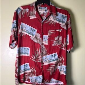 Paradise coves men’s shirt, 💯percent silk Red Tropical Print Men's Shirt